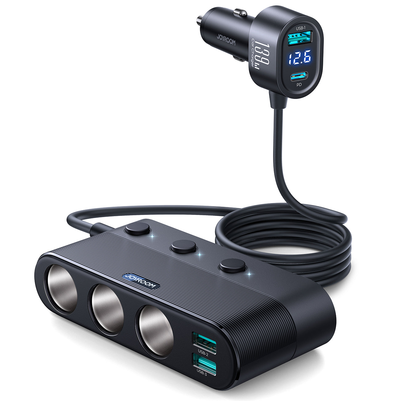 JR-CCL01 139W 7 in 1 Cigarette Lighter Splitter Car Charger-Black – JOYROOM