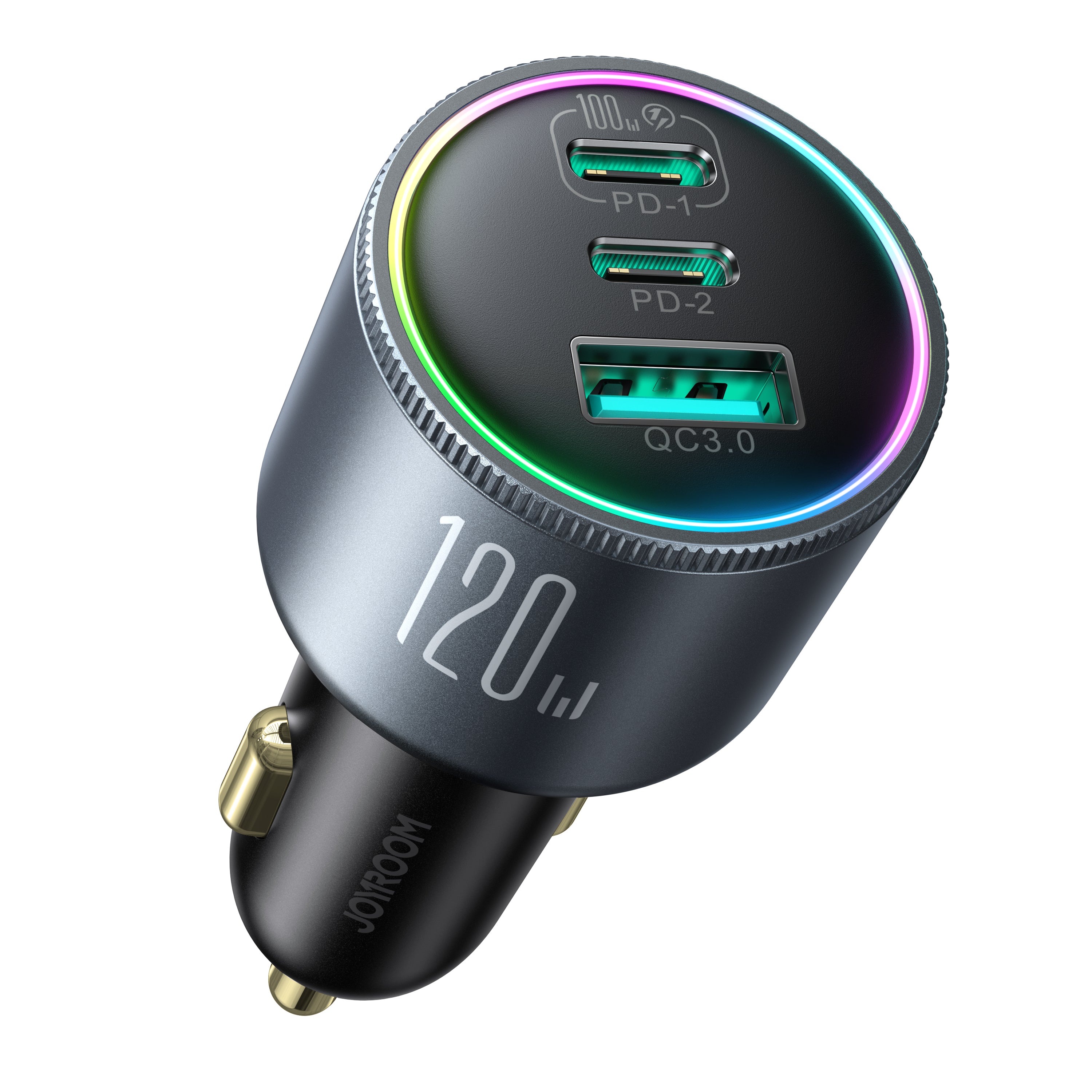 JR-CCN07 120W 3-Port (2PD+1QC3.0) Car Charger-Dark Gray – JOYROOM