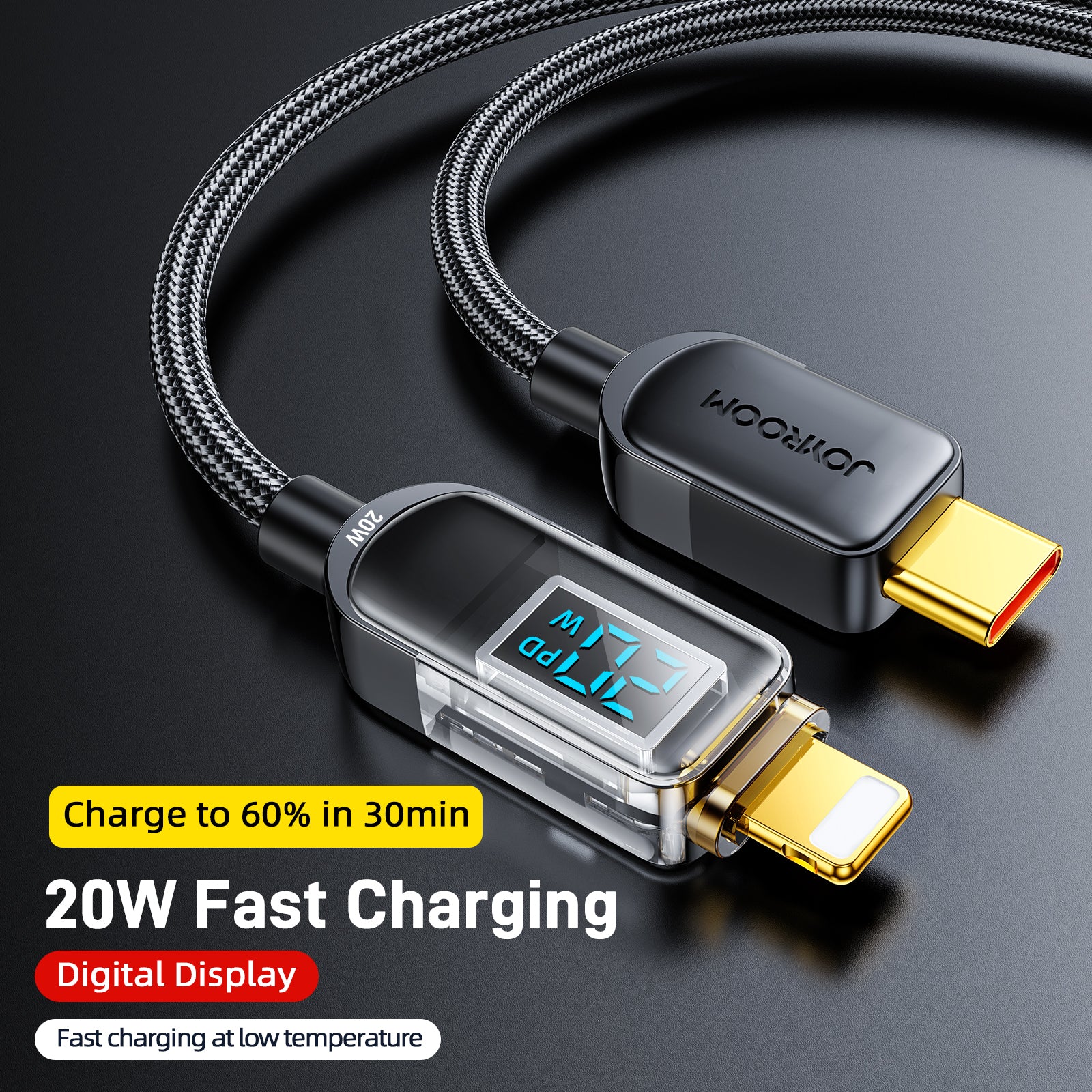 S-CL020A4 20W Digital Display Fast Charging Data Cable Type c to  Lightning Cable