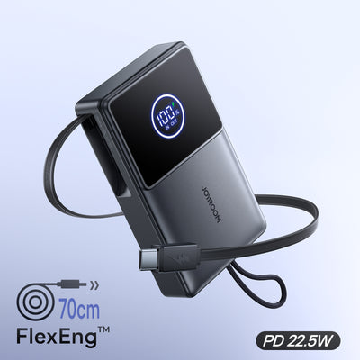 JR-PR1 22.5W Built-in Retractable Cable Powerbank10000mAh Black