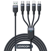 S-1T4018A18 Multi-Use 3.5A Lightning*2+Type-C+Micro4-in-1 Data Cable 1.2m-Black
