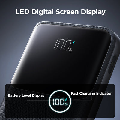 JR-QP191 Mini Star Series Mini 22.5W Digital Display Fast Charging Power Bank 10,000mAh