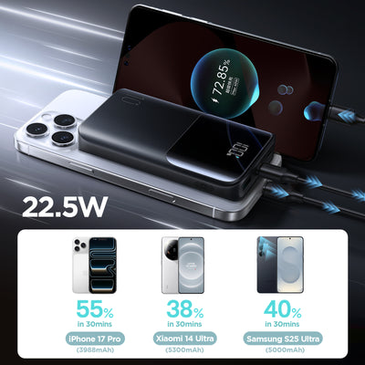 JR-QP191 Mini Star Series Mini 22.5W Digital Display Fast Charging Power Bank 10,000mAh