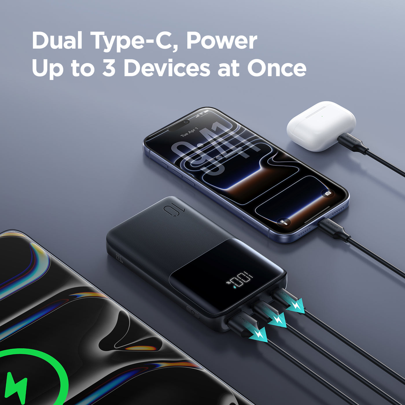 JR-QP191 Mini Star Series Mini 22.5W Digital Display Fast Charging Power Bank 10,000mAh