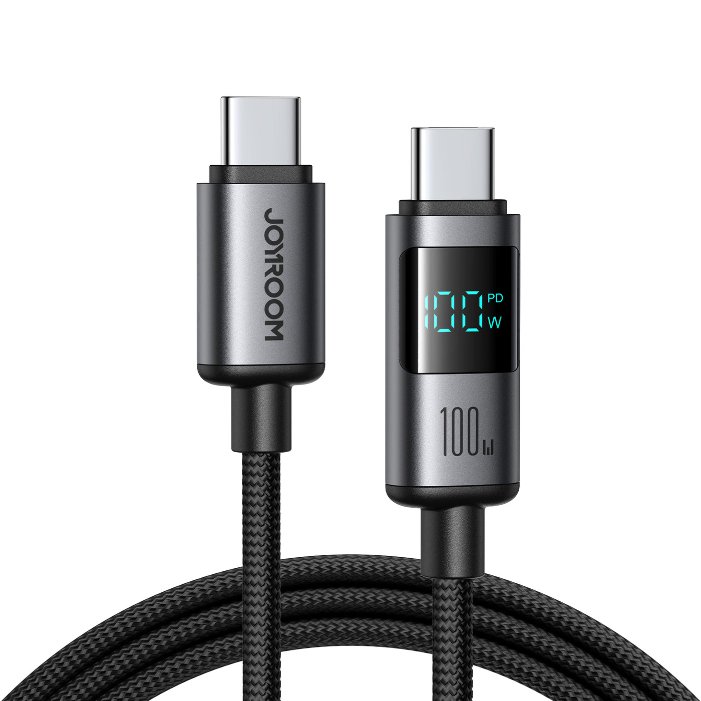 S-A16 Pro 100W/66W/30W/3A CC/CL/Type c/Lightning Digital Display Fast Charging Data Cable 1.2m-Black