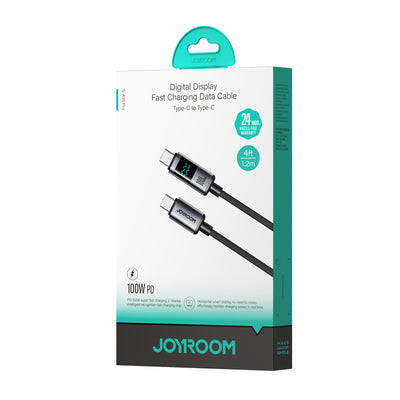 S-A16 Pro 100W/66W/30W/3A CC/CL/Type c/Lightning Digital Display Fast Charging Data Cable 1.2m-Black