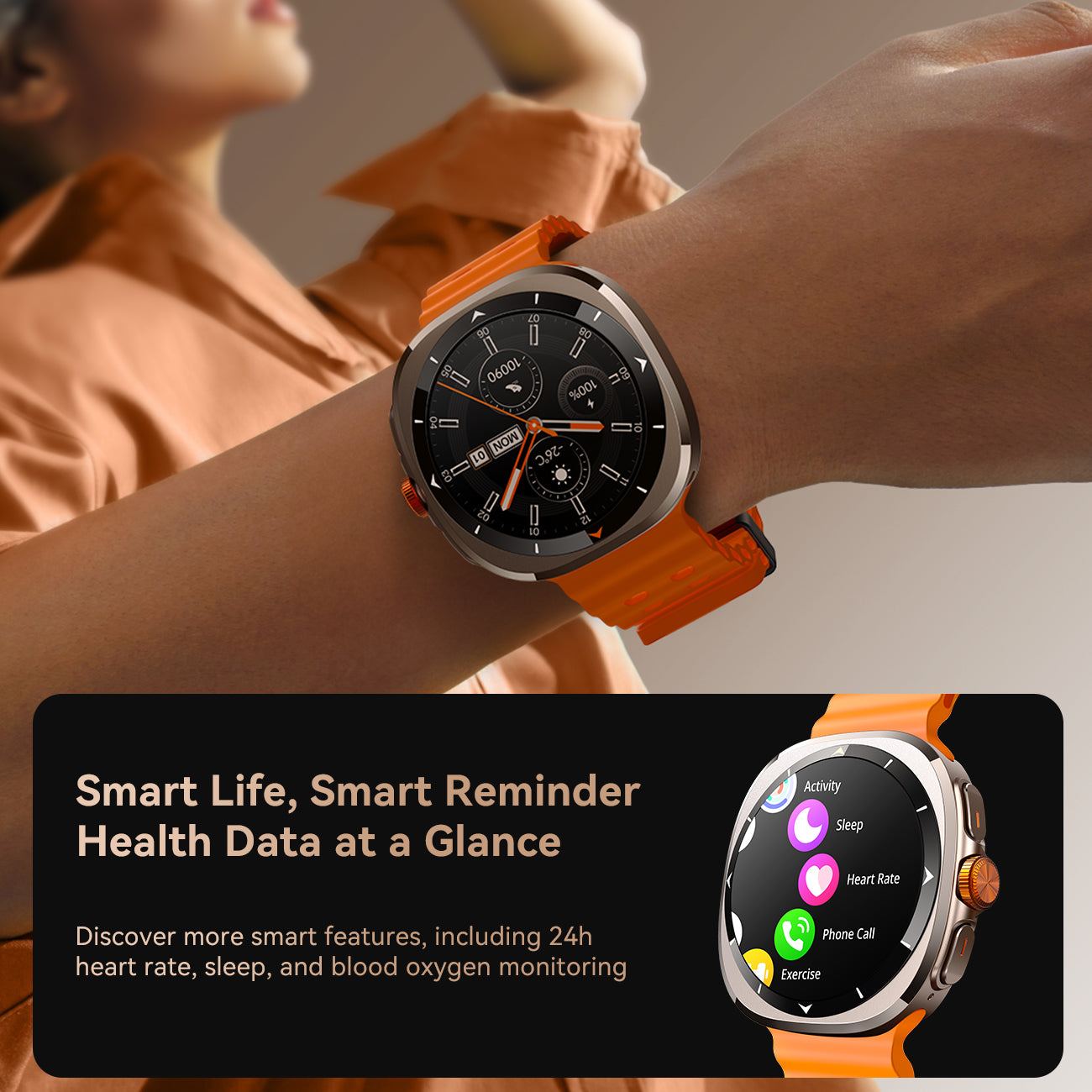 JR-FV2 Smart Watch (Answer/Make Call)-Vitality Orange