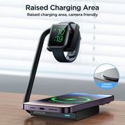 JR-WQN05 2 in 1 Foldable Wireless Charger-Black