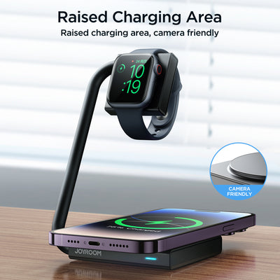 JR-WQN05 2 in 1 Foldable Wireless Charger-Black
