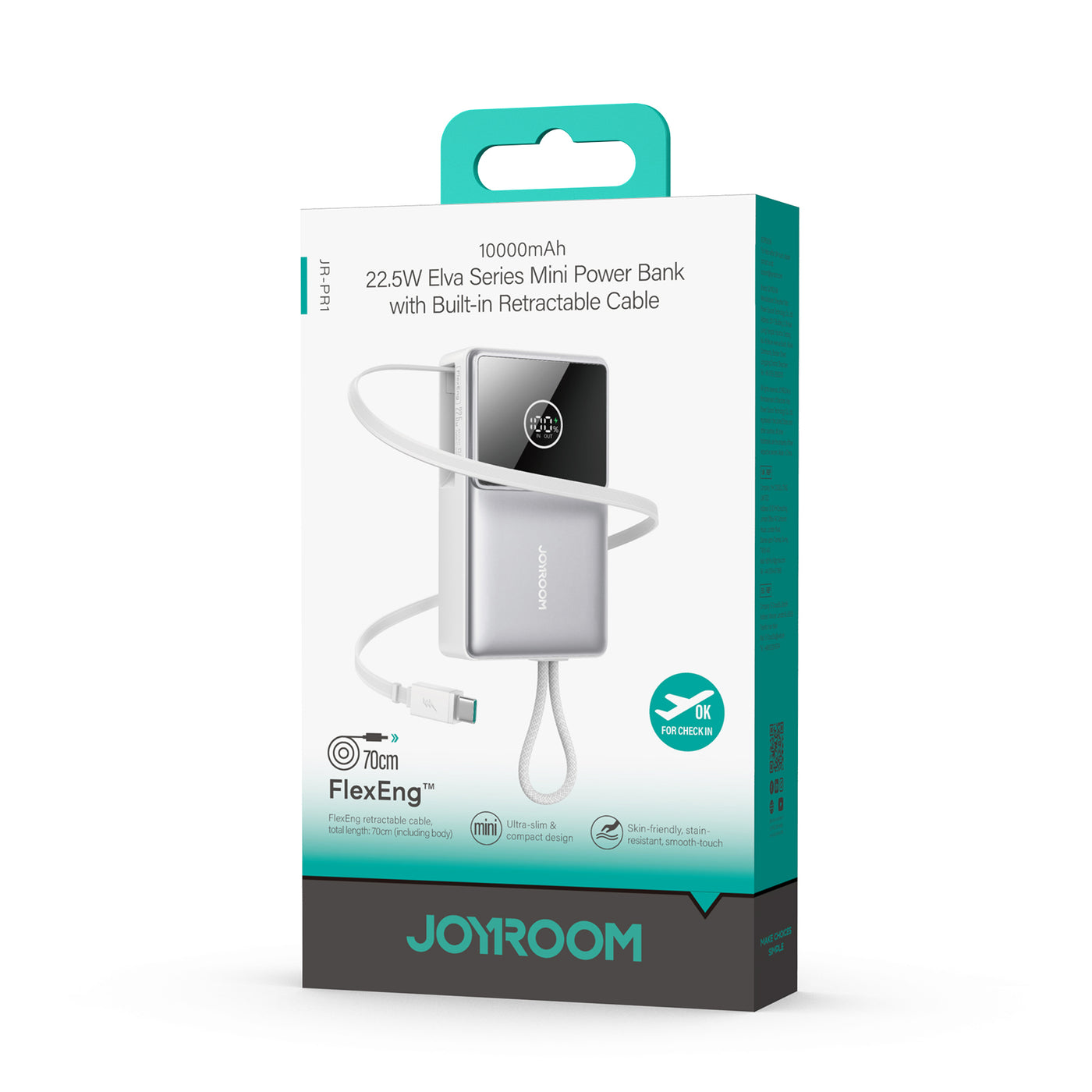 JR-PR1 22.5W Built-in Retractable Cable Powerbank10000mAh