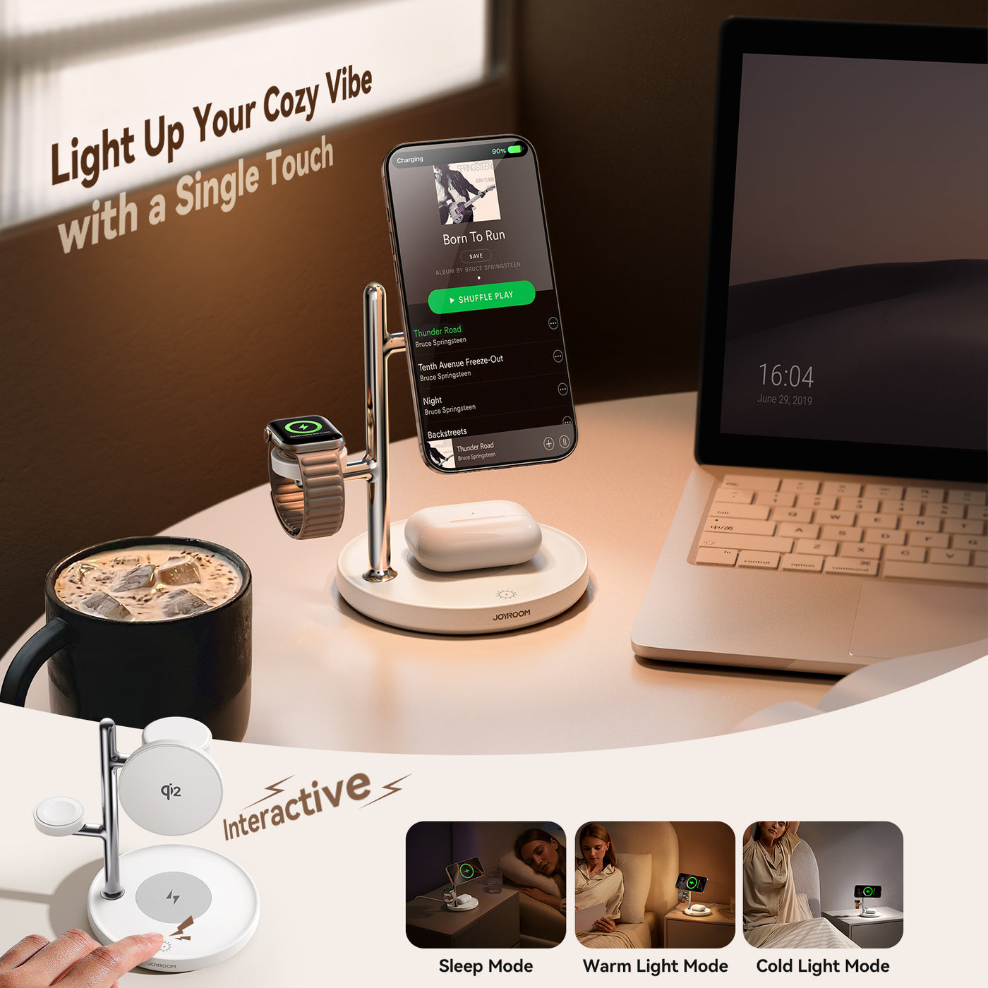 JR-W23 Qi2 4-in-1 Wireless Charger-White