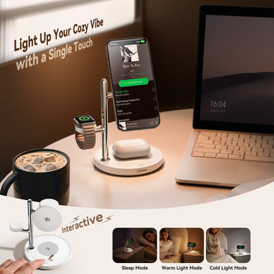 JR-W23 Qi2 4-in-1 Wireless Charger-White