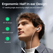 JR-EW01 3.5MM Wired Series Half In-Ear Wired Earphones white/black