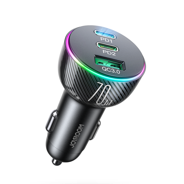 JR-CL26 70W Car Charger 2PD+1USB Car Charger-Black