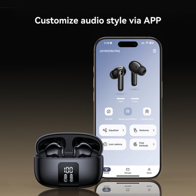 JR-FN3 ANC+ENC True Wireless Bluetooth Earphones Black