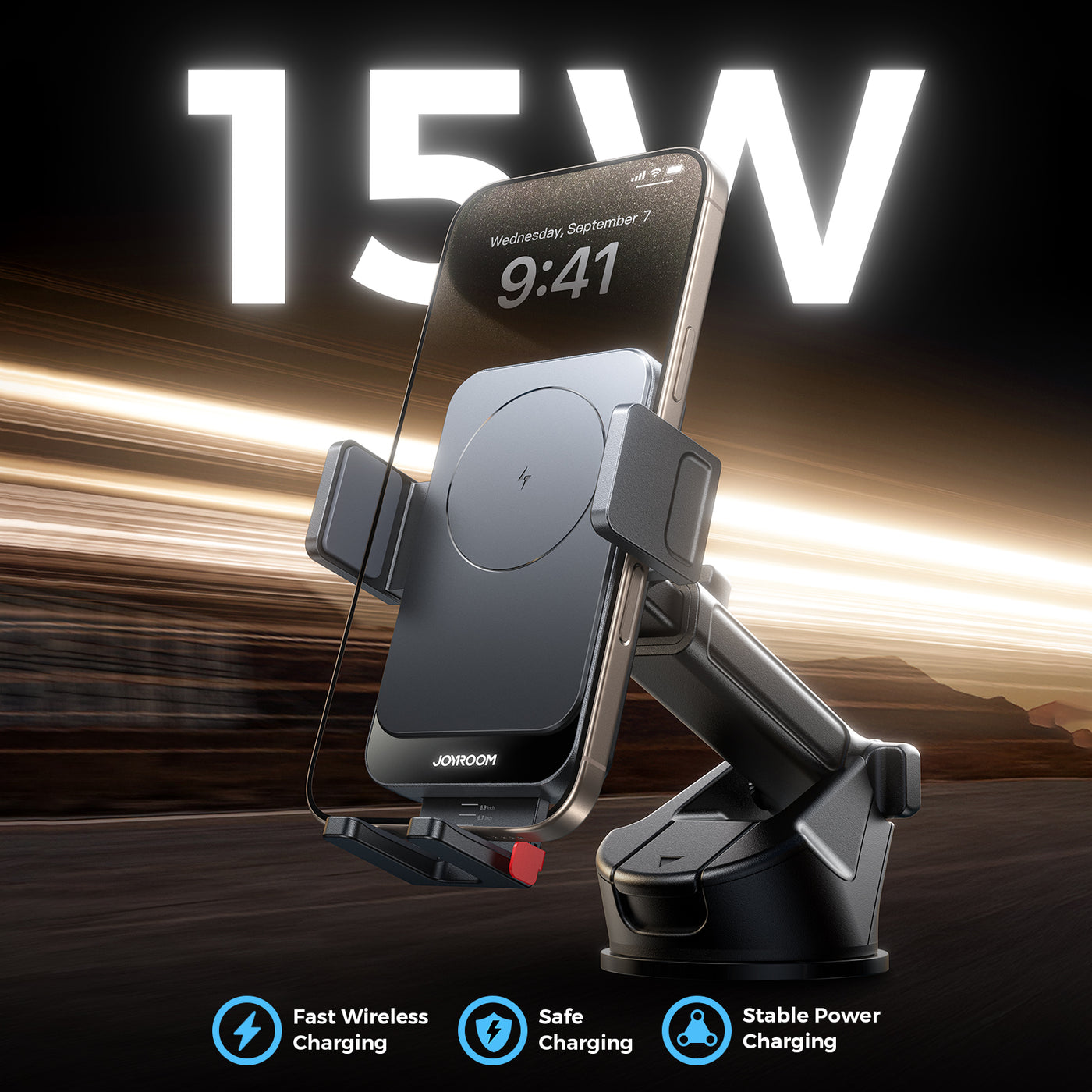 JR-ZS241S Wireless Car Charger Holder-Black