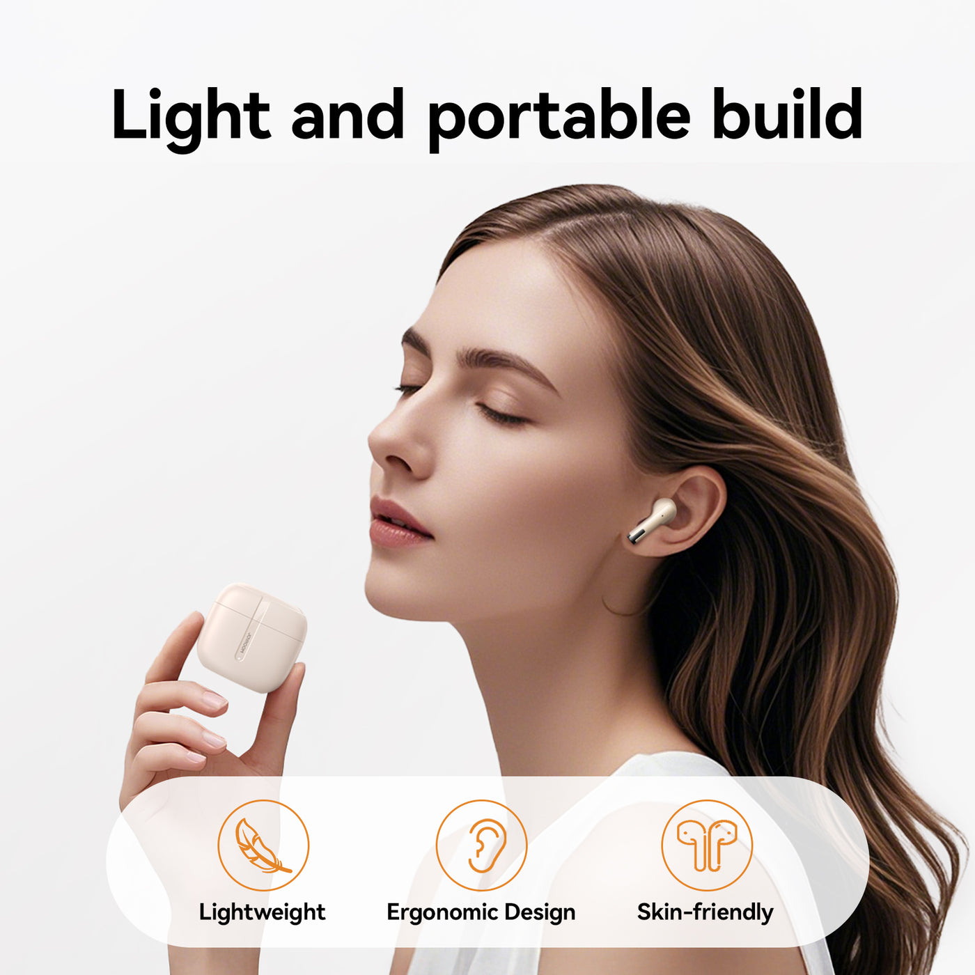 JR-PB3 True Wireless Bluetooth Earphones Beige