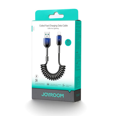 S-A43 Coiled Fast Charging Cable Type-C to Type-C 60W/Type-C to Lightning 30W/Lightning 3A/Type-C 3A Cable 1.2m black