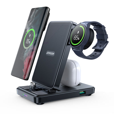 JR-WQS01/JR-WQS02 4 in 1 Magnetic Charging Station for phone for watch for earphone Type-C/Lightning