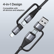 SA37-2T2 60W 4-in-1 Fast Charging Data Cable (USB-A+Type-C to Lightning+Type-C/Type-C to Lightning+Type-C) 1.2m-Black