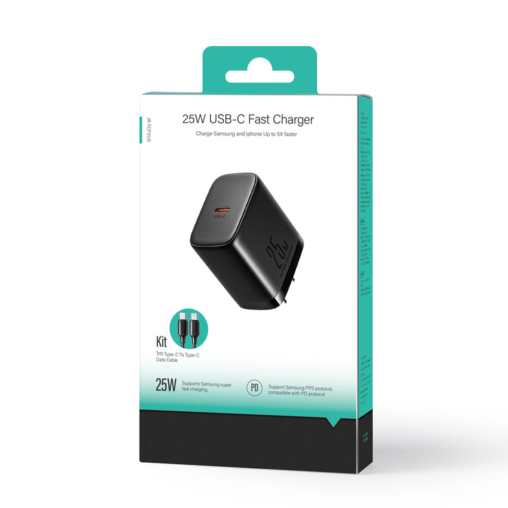 TCF11 PD 25W Mini intelligent fast charger with C TO C cable  EU/UK/US