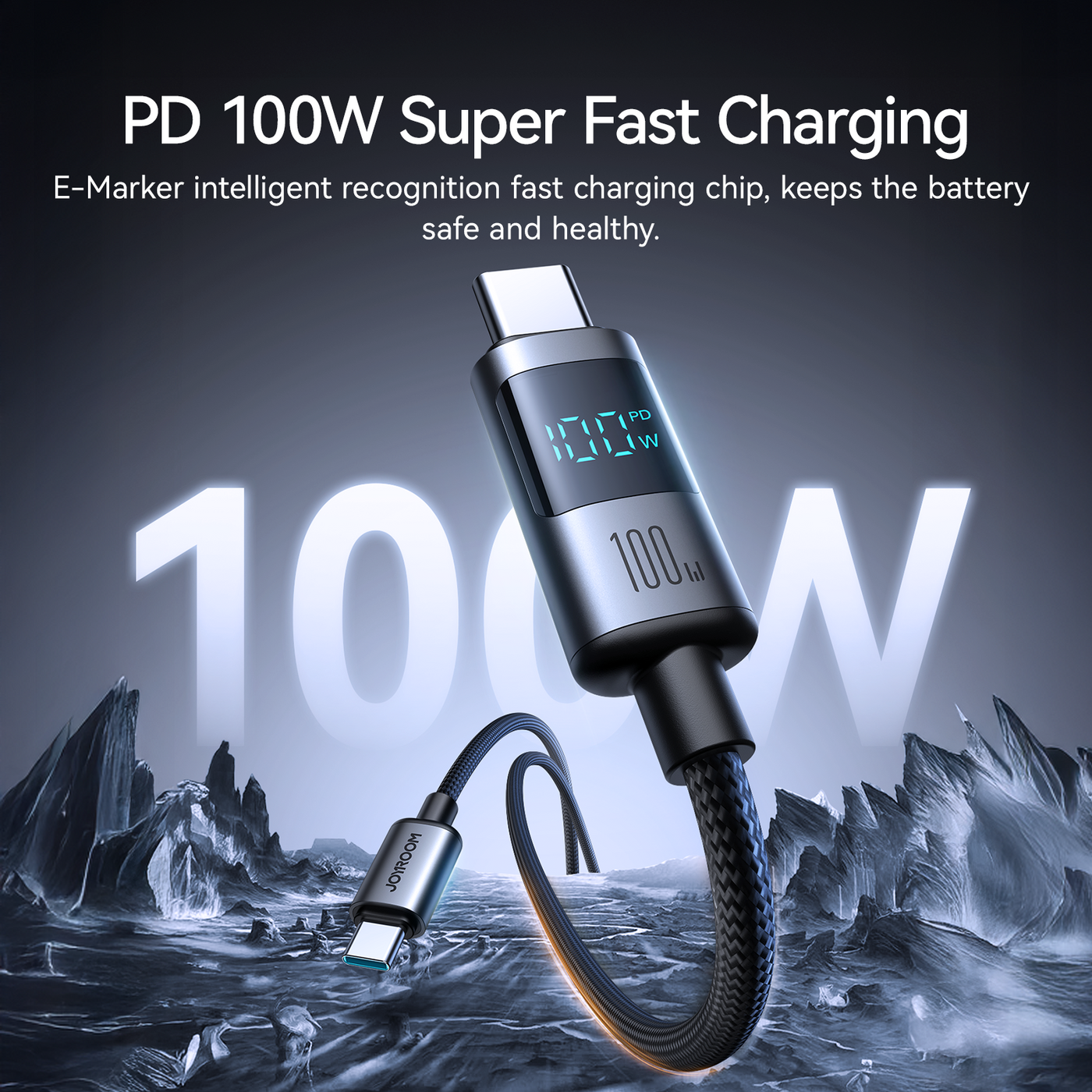 S-A16 Pro 100W/66W/30W/3A CC/CL/Type c/Lightning Digital Display Fast Charging Data Cable 1.2m-Black