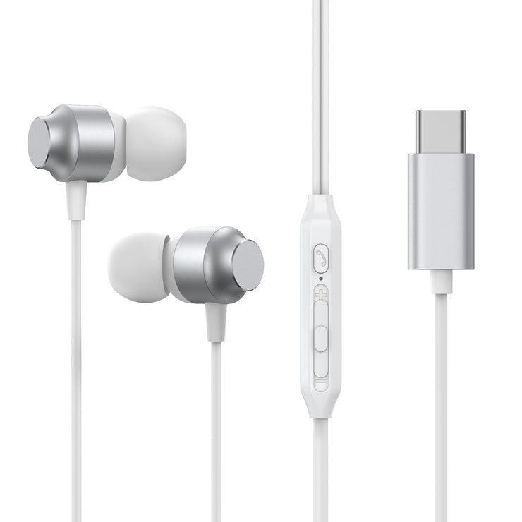 JR-EC06 TYPE-C Series In-Ear Metal Wired Earbuds Silver/Gray