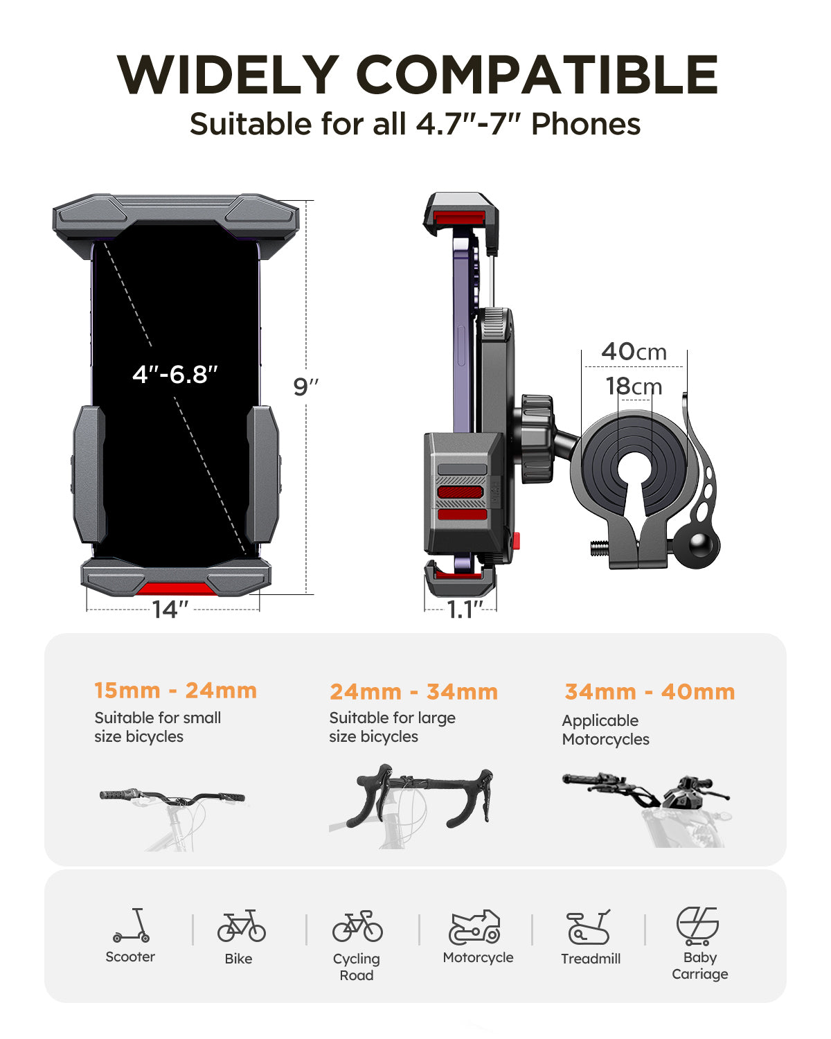JR-ZS265 Bike Phone Mount-Black