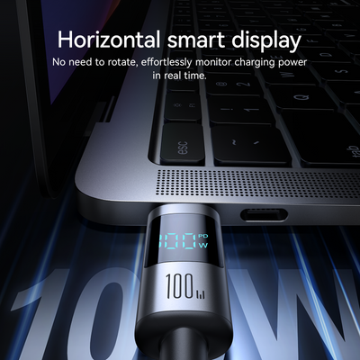 S-A16 Pro 100W/66W/30W/3A CC/CL/Type c/Lightning Digital Display Fast Charging Data Cable 1.2m-Black