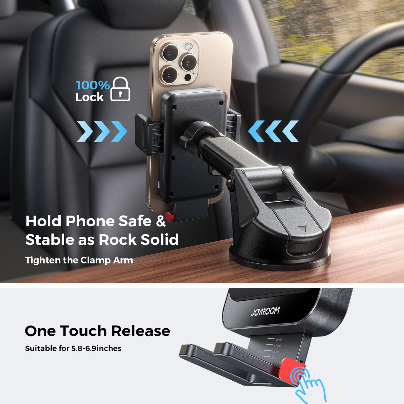JR-ZS241S Wireless Car Charger Holder-Black