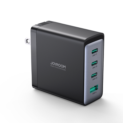 JR-TCG04 100W 3C1A Fast Charger-Black+100W C to C Cable 1.2m-Black -US/UK/EU
