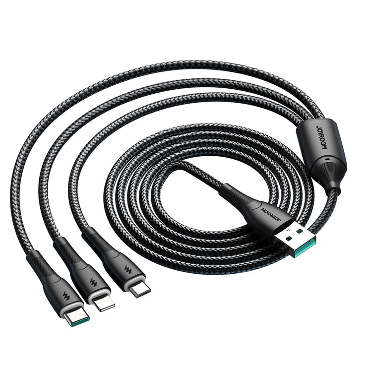 SA33-1T3 3.5A 3-in-1 Data Cable (Lightning+Type-C+Micro) 1.2m-Black/white