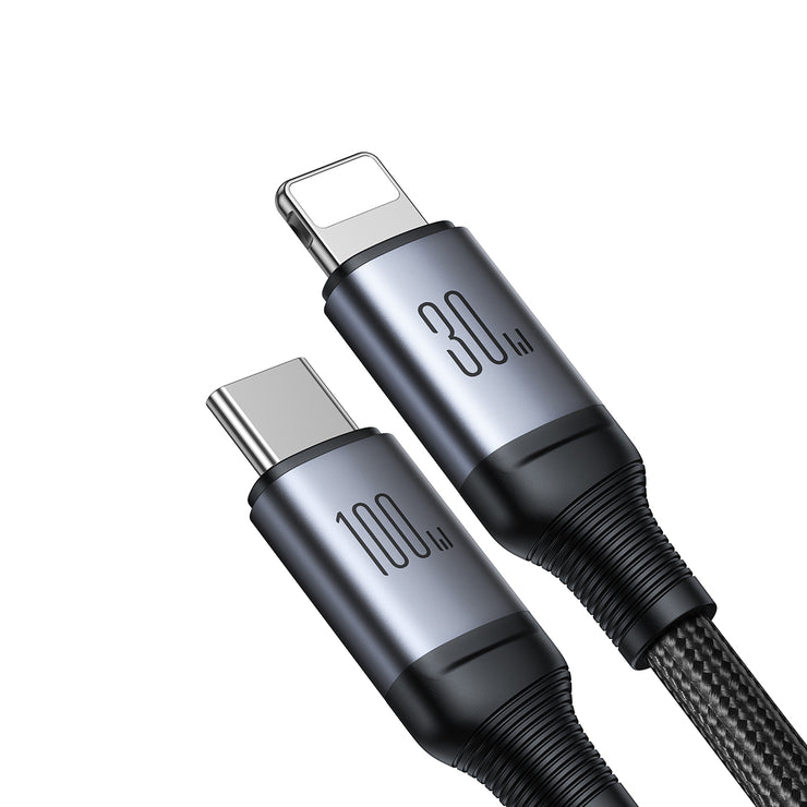 SA21-1T2 Speedy Series 100W 2-in-1 Fast Charging Cable (Type-C to L+C) 1.5m-Black