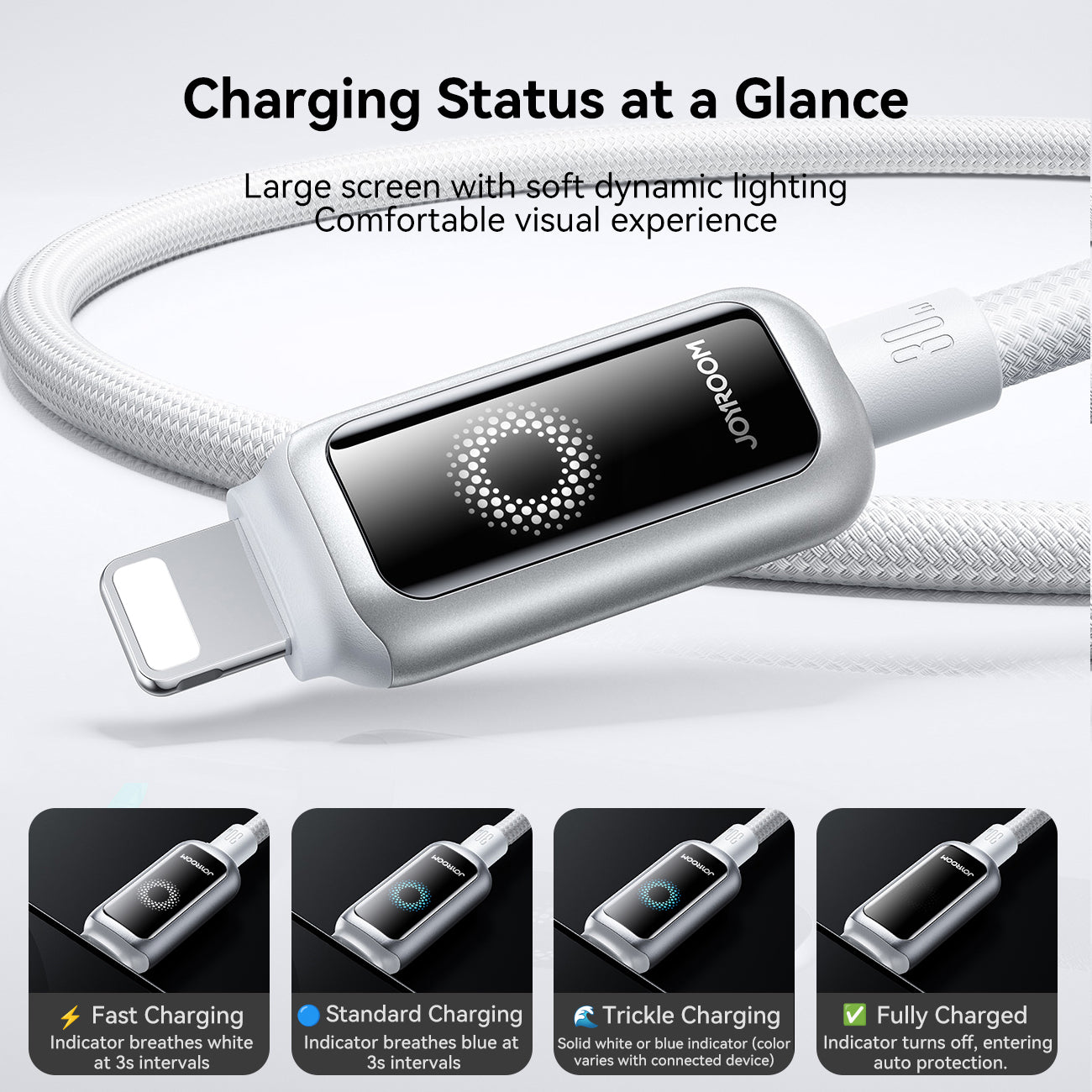 S-A55 100W/66W/30W/3A CC/CL/Type c/Lightning StarFlight Series 3A Auto Power-Off Fast Charging Data Cable 1.2m
