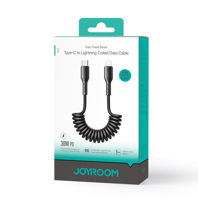 SA38-CC3  60W/SA38-CL3  30W Coiled Fast Charging Data Cable for Car (Type-C to Type-C/PD) 1.5m-Black