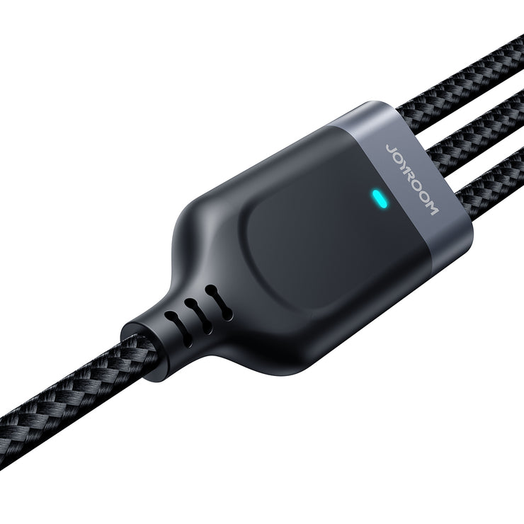 S-1T3018A18 Multi-Use 3.5A Lightning+Type-C+Micro 3-in-1 Data Cable 0.3m/1.2m/3m-Black