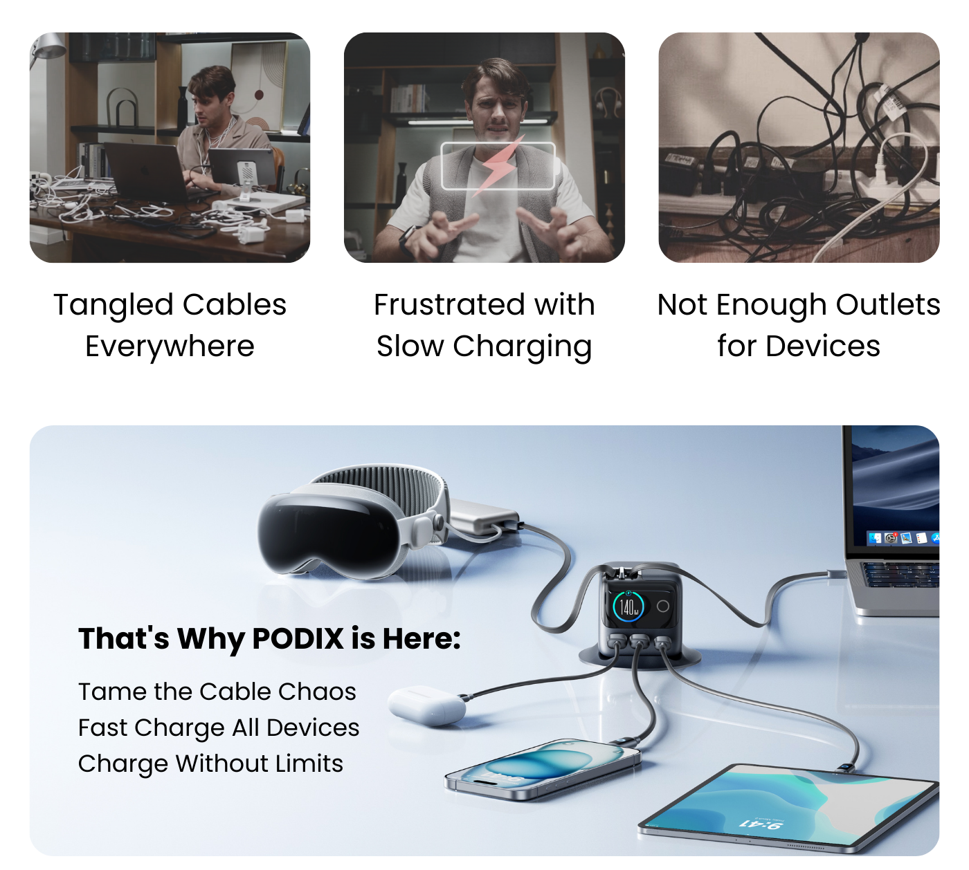 JR-TRD01 JOYROOM PODIX 140W 5-Port Desktop GaN Charger-Dark Gray