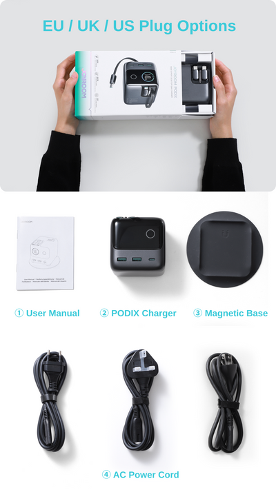 JR-TRD01 JOYROOM PODIX 140W 5-Port Desktop GaN Charger-Dark Gray