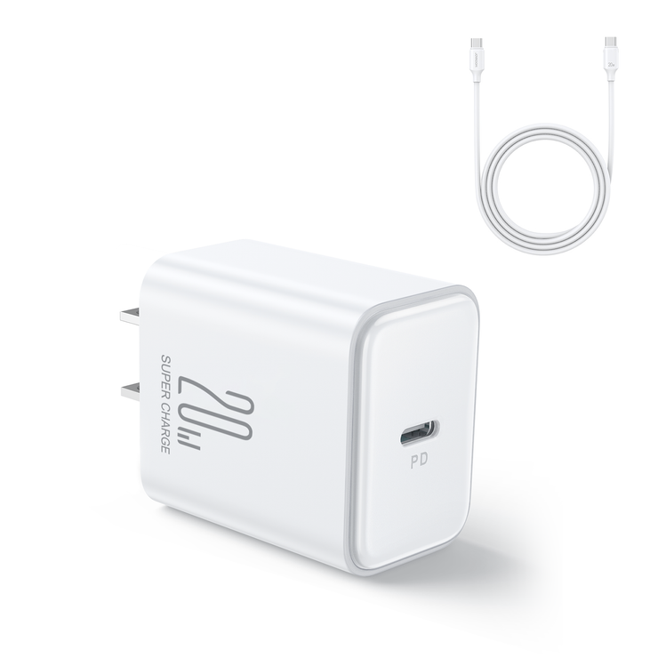 JR-TCF06 PD 20W Charger-White (EU)+C to C Cable 1m