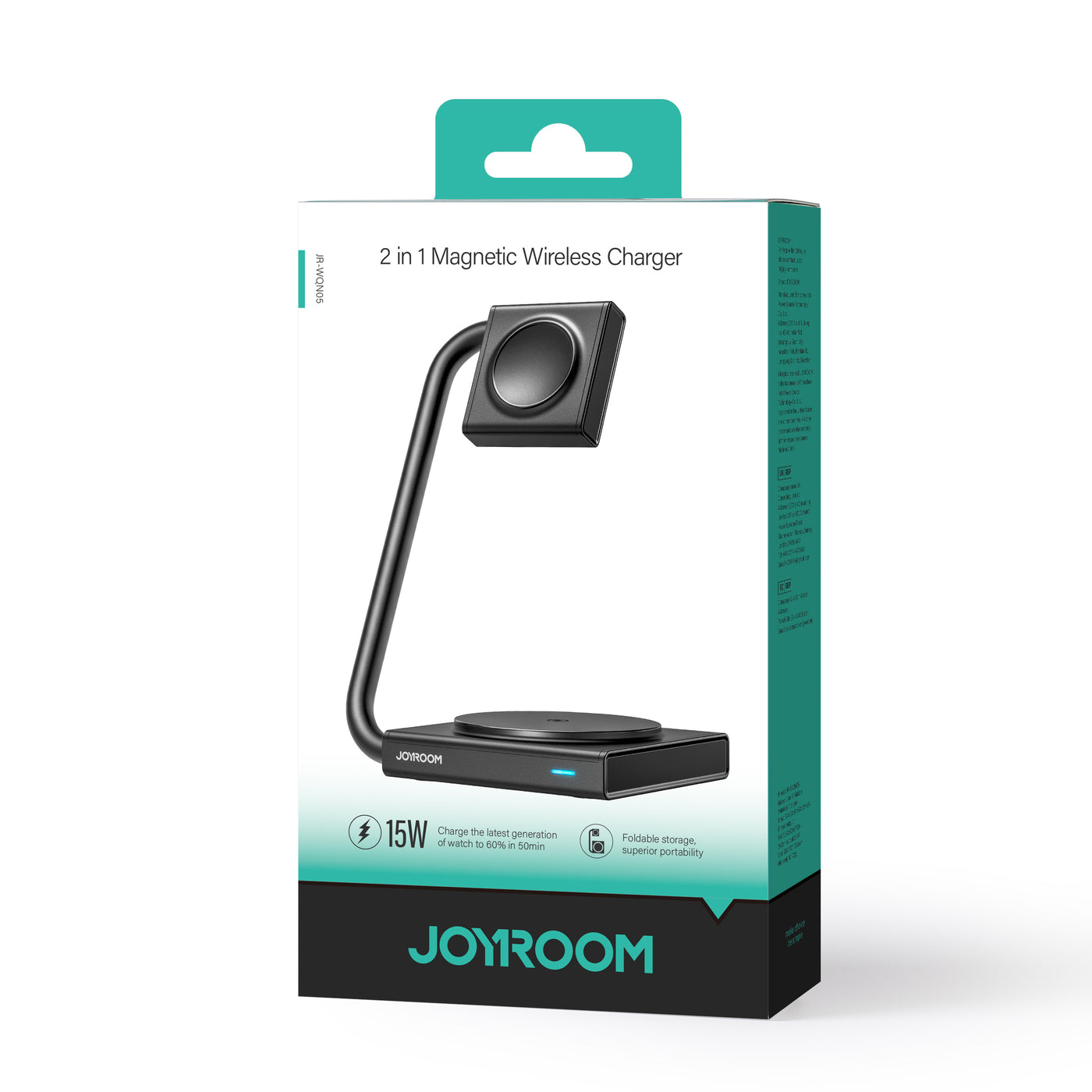 JR-WQN05 2 in 1 Foldable Wireless Charger-Black