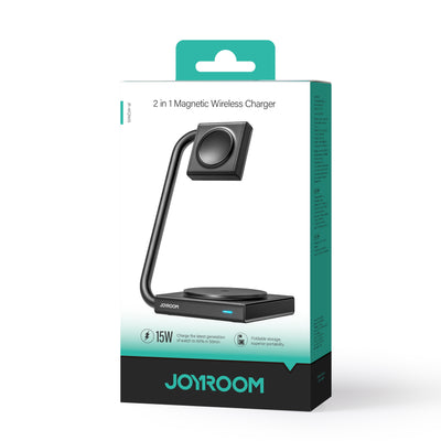 JR-WQN05 2 in 1 Foldable Wireless Charger-Black