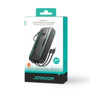 JR-L017/JR-L018 22.5W Power Bank with Built in 2in1 Cables with SOS light 10000mAh20000mAh-Black