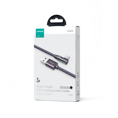 S-AC027A17/S-AL012A17 3A/2.4A Type-C/Lightning Right Angle Fast Charging Data Cable 1.2M/2M