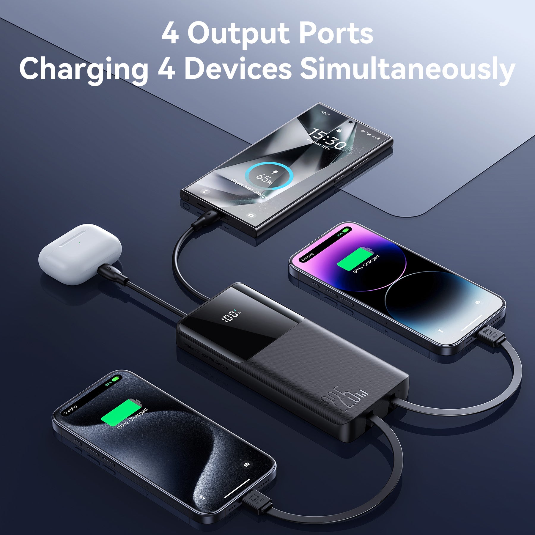 JOYROOM JR-PBF19 22.5W digital display with dual cable 10000mAh Power Bank 2