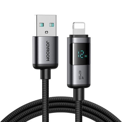 S-A16 Pro 100W/66W/30W/3A CC/CL/Type c/Lightning Digital Display Fast Charging Data Cable 1.2m-Black