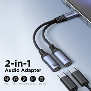 SY-C03 Audio-Transfer Series 2-in-1 Audio Adapter (Type-C to Dual Type-C)-Black