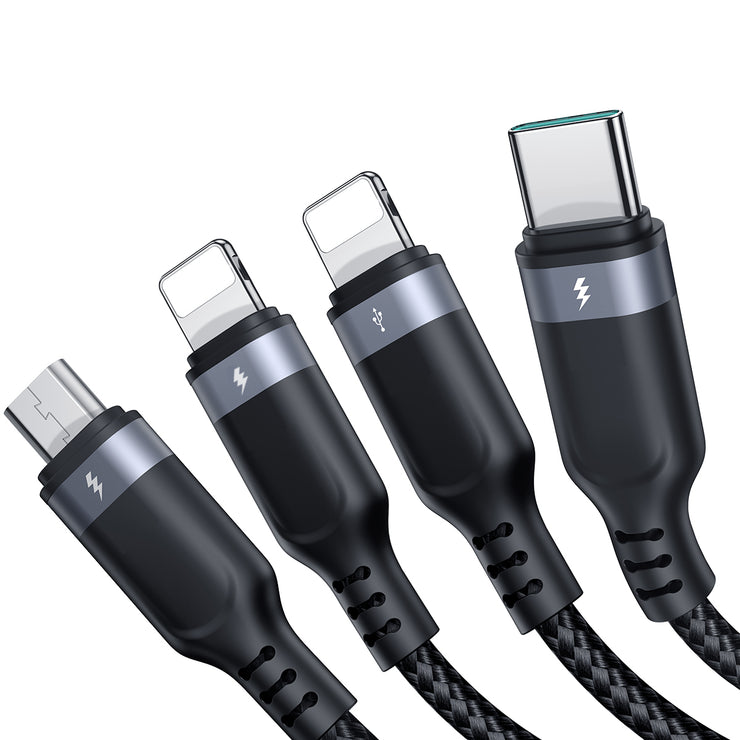 S-1T4018A18 Multi-Use 3.5A  Type-C*2+Lightning+Micro 4-in-1 Data Cable 1.2m-Black