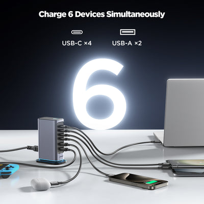 JR-TCM02 65W Multi-port Charger-Dark Gray