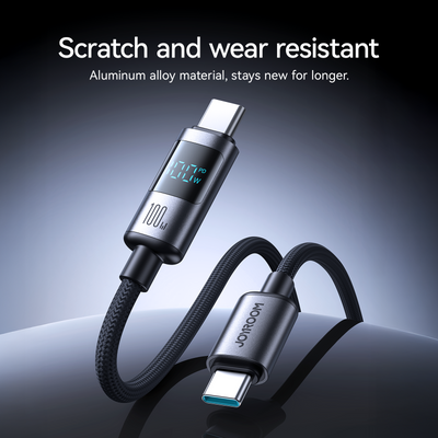 S-A16 Pro 100W/66W/30W/3A CC/CL/Type c/Lightning Digital Display Fast Charging Data Cable 1.2m-Black