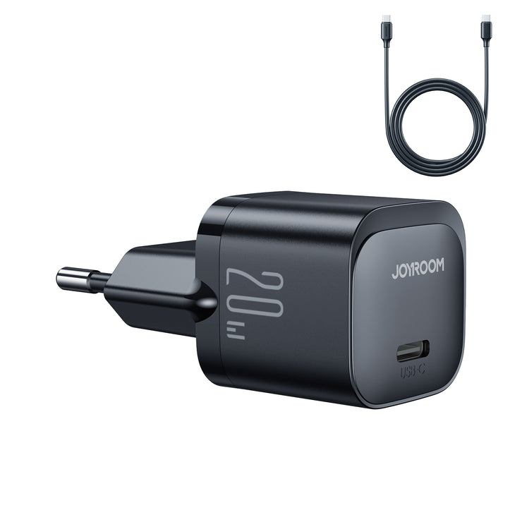 JR-TCF02 PD 20W mini Charger-Black (EU/UK/US)+C to C Cable 1m